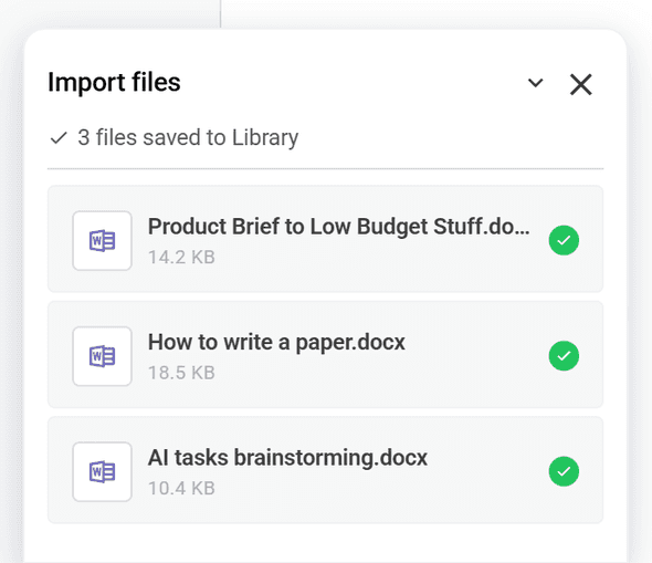 Upload progress interface showing multiple files being processed